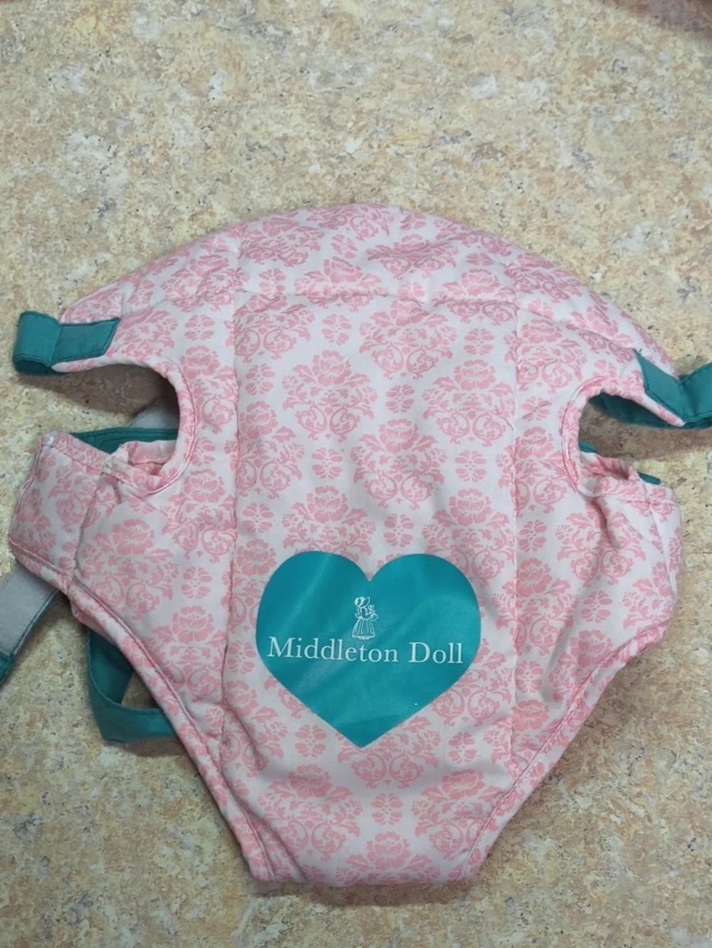 Madame Alexander Pink Damask Doll Carrier with Teal Heart Logo